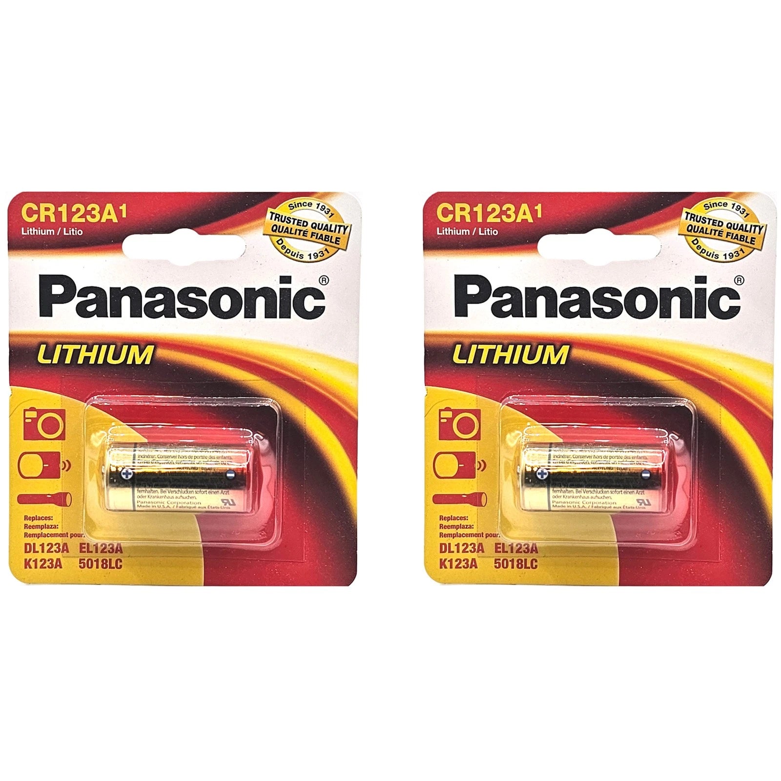 2x Panasonic 3V CR-123 2/3A Photo Battery 123-, 5018LC, 6205, BR2/3A, CR123