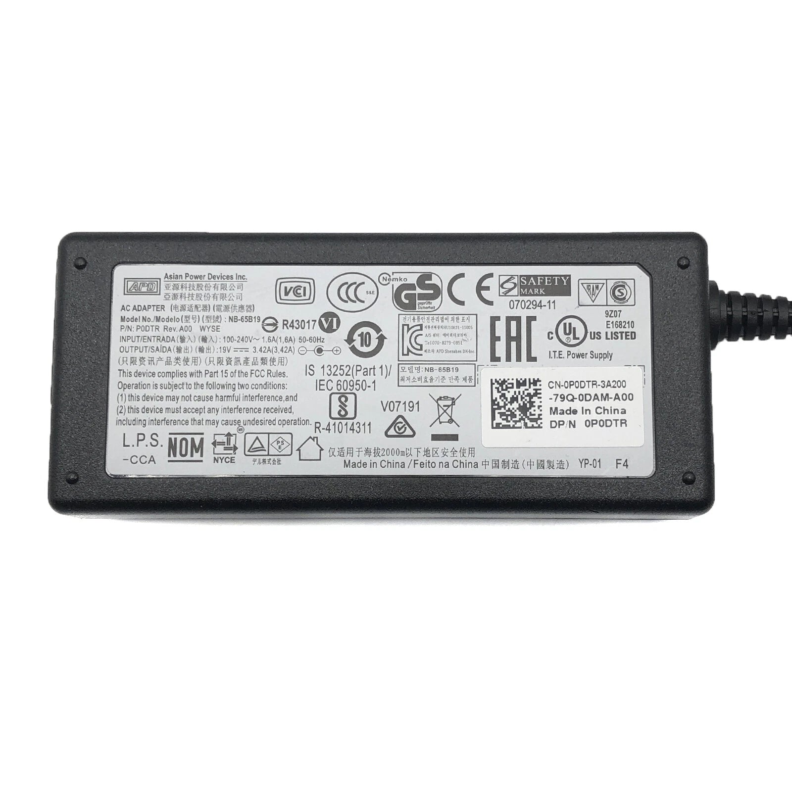 NEW Genuine APD for Asus UL80V UX50V U80A W3 AC Adapter Charger 19V 65W