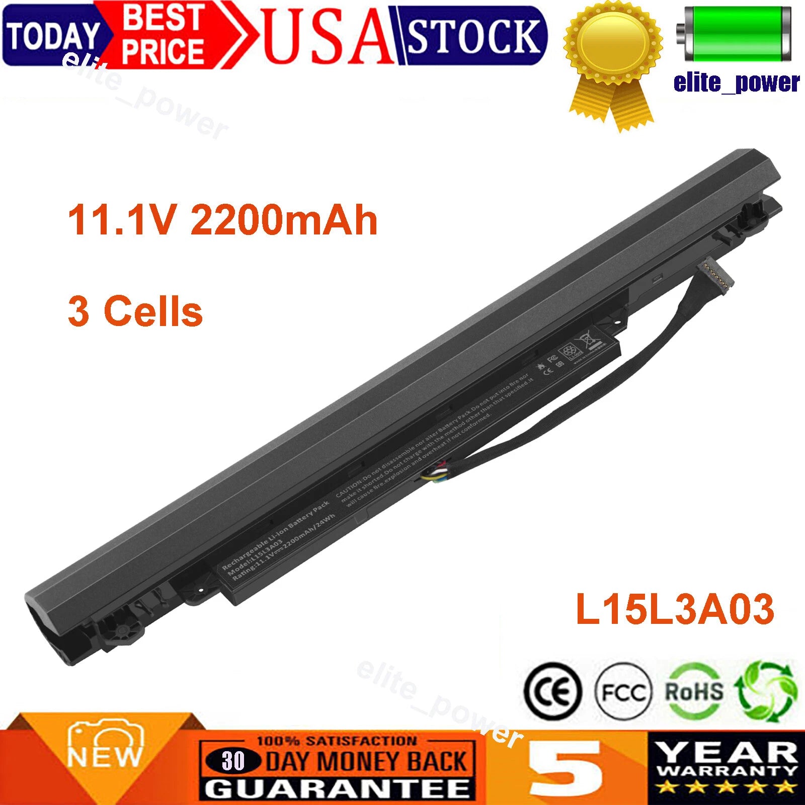 L15L3A03 Battery for Lenovo Ideapad 110-14AST 110-15ACL 110-14IBR 110-15IBR NEW