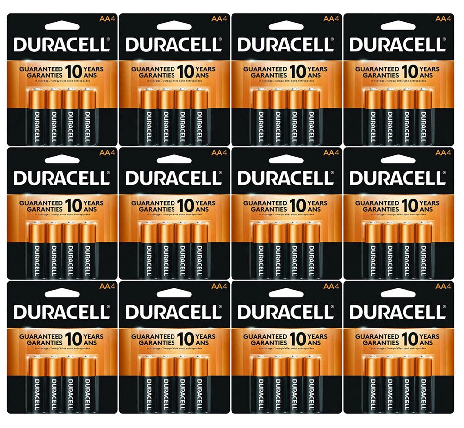 48 Count Duracell AA Coppertop Alkaline Batteries ( 12 x 4 pks)
