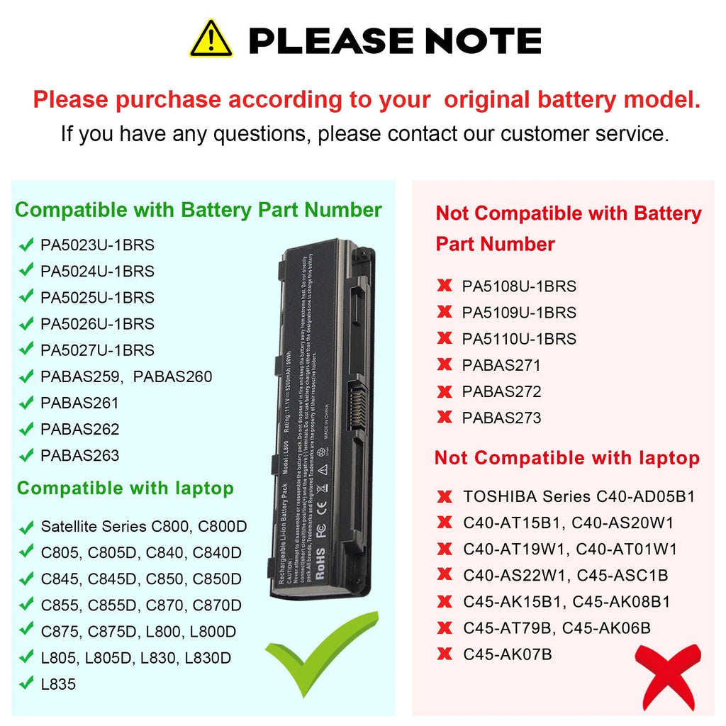 ?PA5024U-1BRS Battery For Toshiba Satellite C805 C850 C855 C870 PA5025U-1BRS NEW
