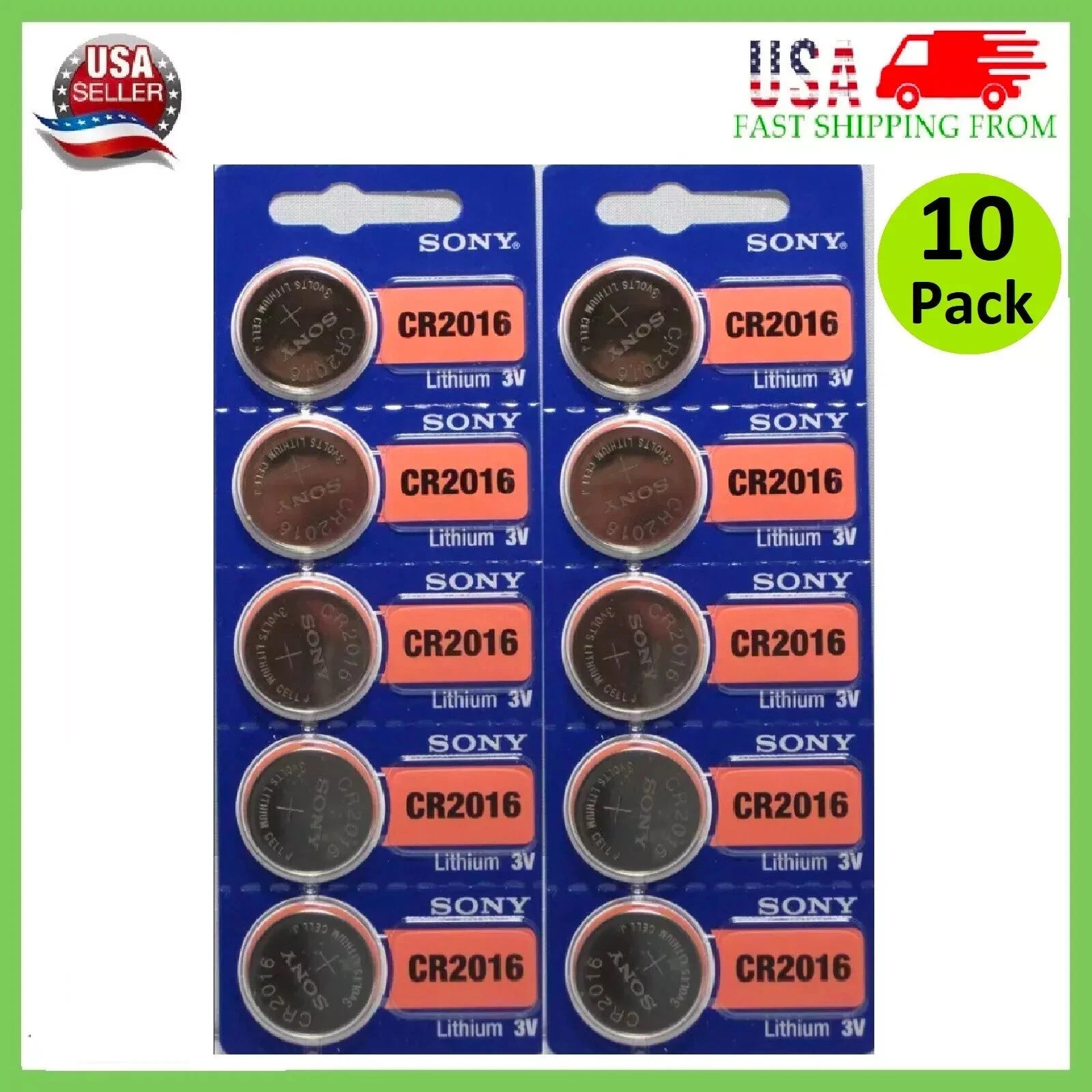 10 x SONY/MURATA CR2016 Lithium Battery 3V Exp 2030 Pack 10 Coin Cell Battery