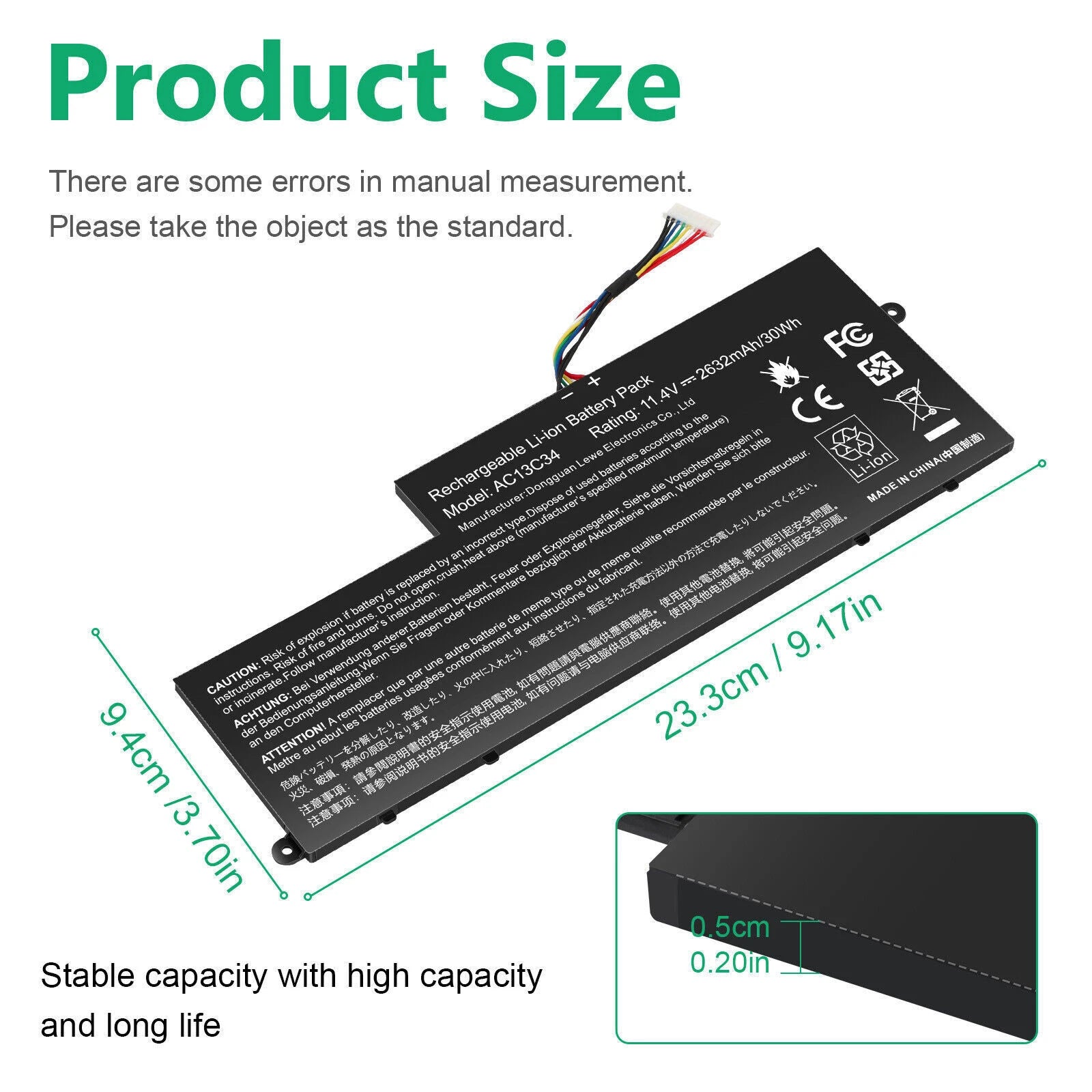 ??AC13C34 Battery For Acer Aspire V5-122P V5-132 E3-111 E3-112 3ICP5/60/80 30WH