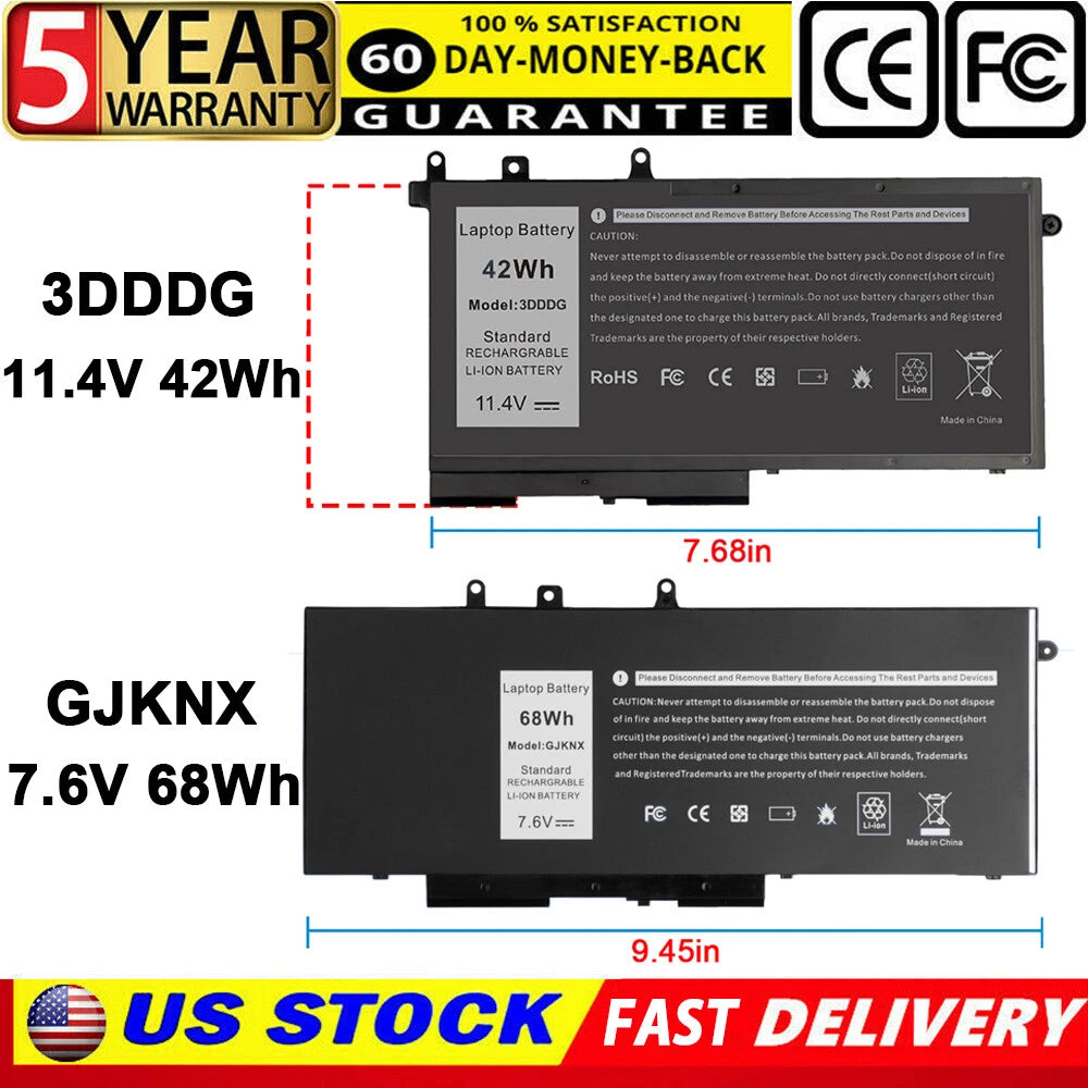 GJKNX Battery for Dell LATITUDE 5480 5580 5490 5590 5280 E5288 E5480 GD1JP 3DDDG