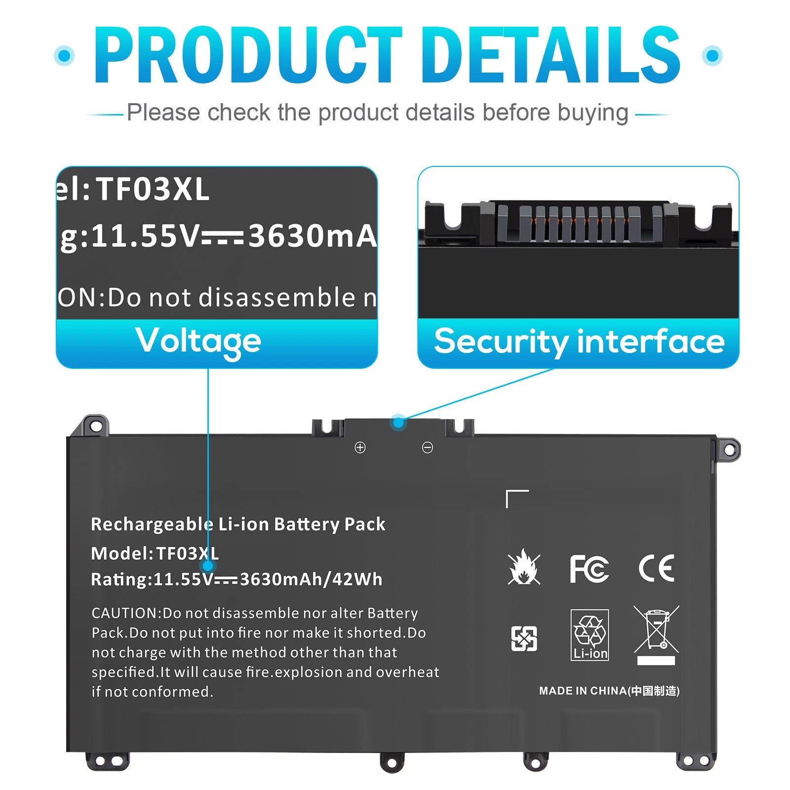 42WH TF03XL 920070-855 Battery For HP Pavilion 15-CC 15-CD 17-AR 14-BF 14-BP