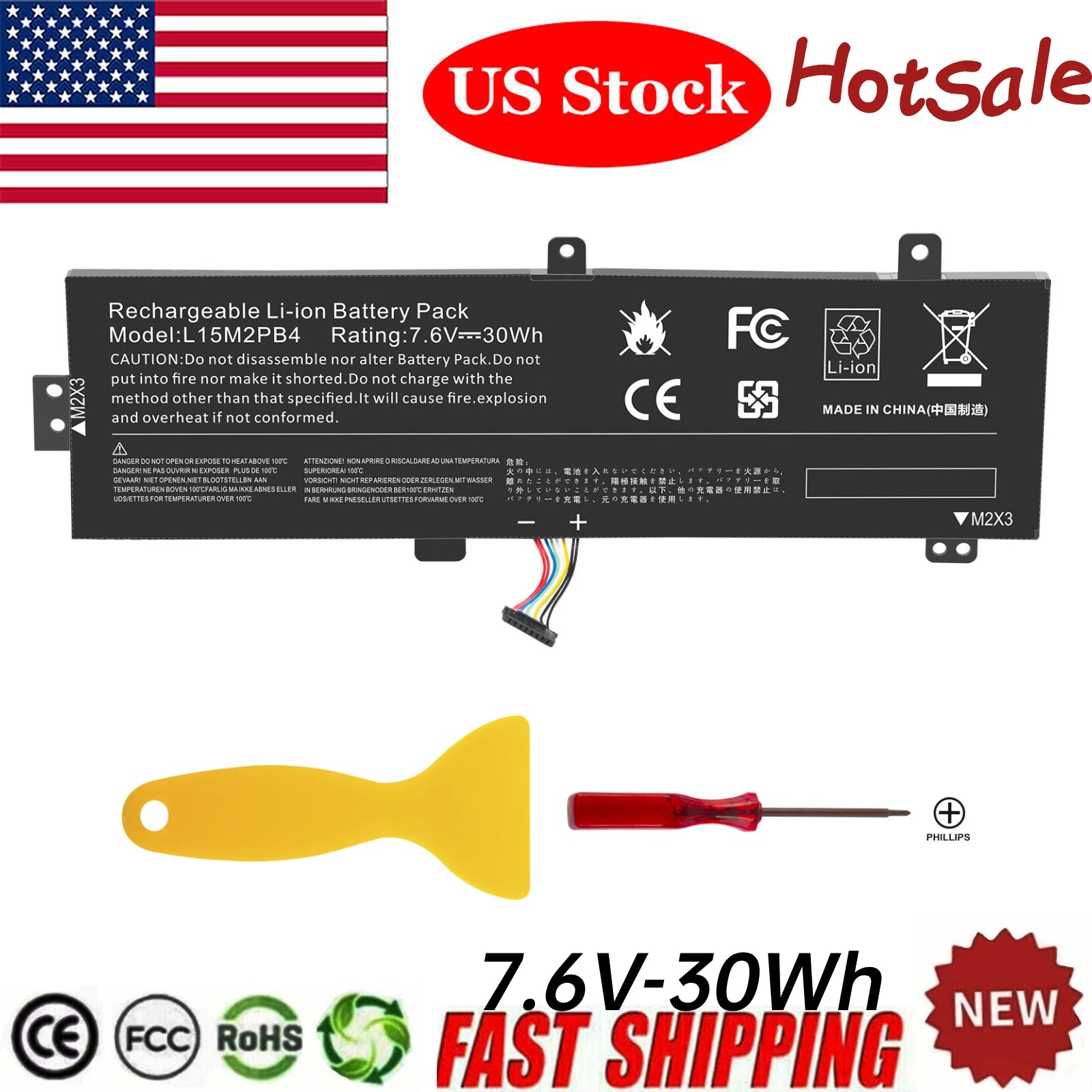 L15L2PB4 Battery for Lenovo IdeaPad 510-15ISK 510-15IKB 310-15ABR 310-15IKB 7.6V