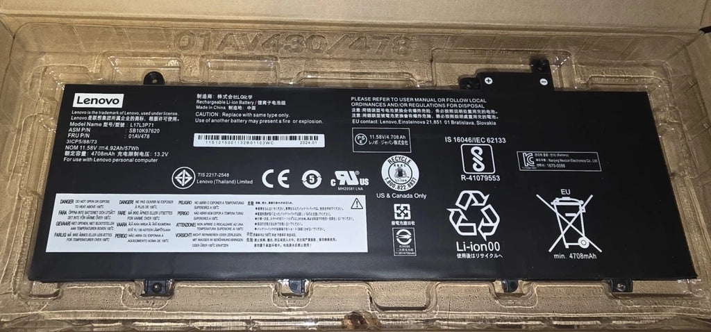 OEM 57WH 01AV478 Battery For Lenovo ThinkPad T480s L17L3P71 01AV479 L17M3P71 New