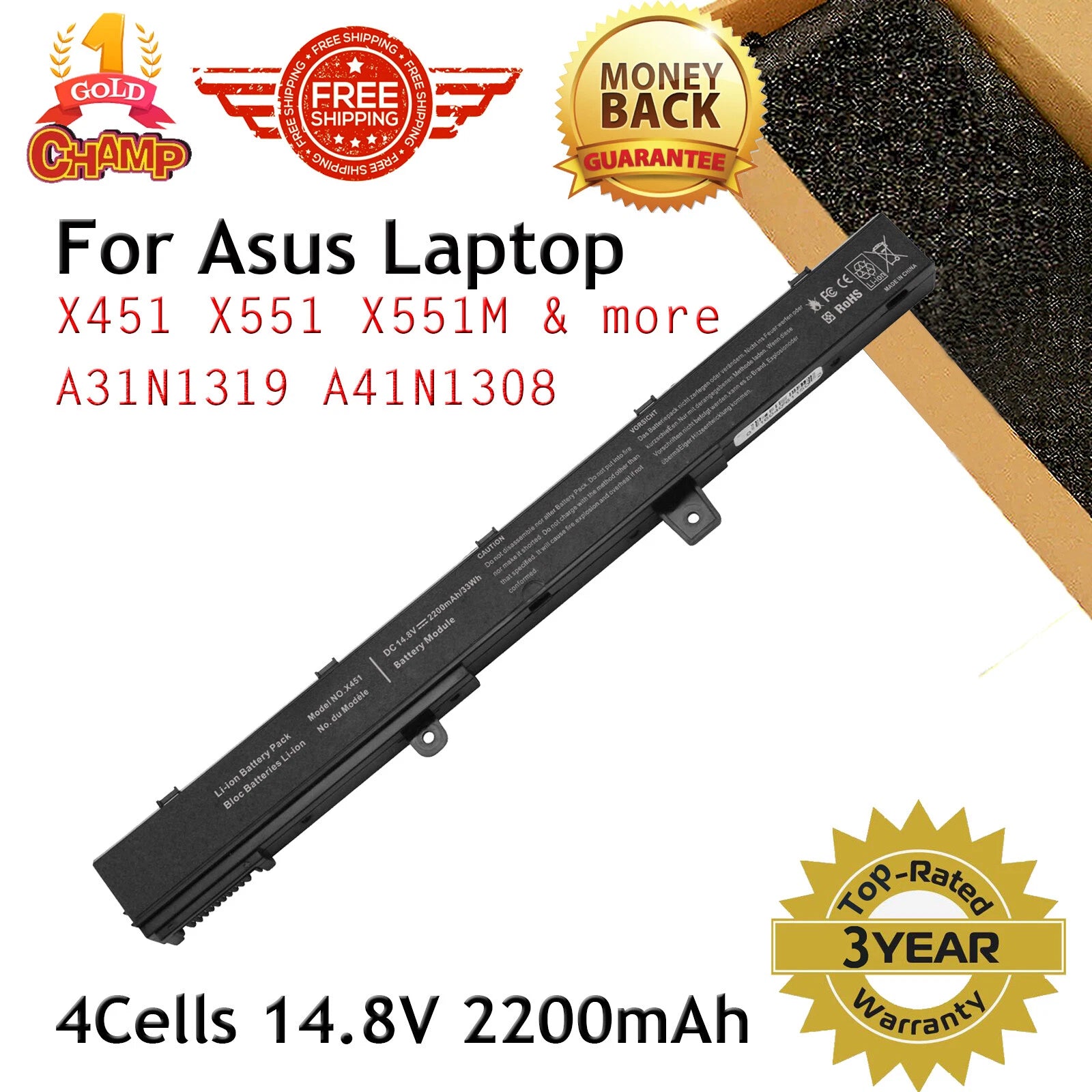 A31N1319 Battery for Asus X551 X551C X551CA X551M X551MA X551MAV-RCLN06