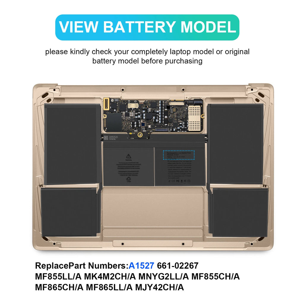 A1527 Battery For Apple MacBook 12" A1534 A1705 Early 2015 2016 Mid 2017 40.28Wh