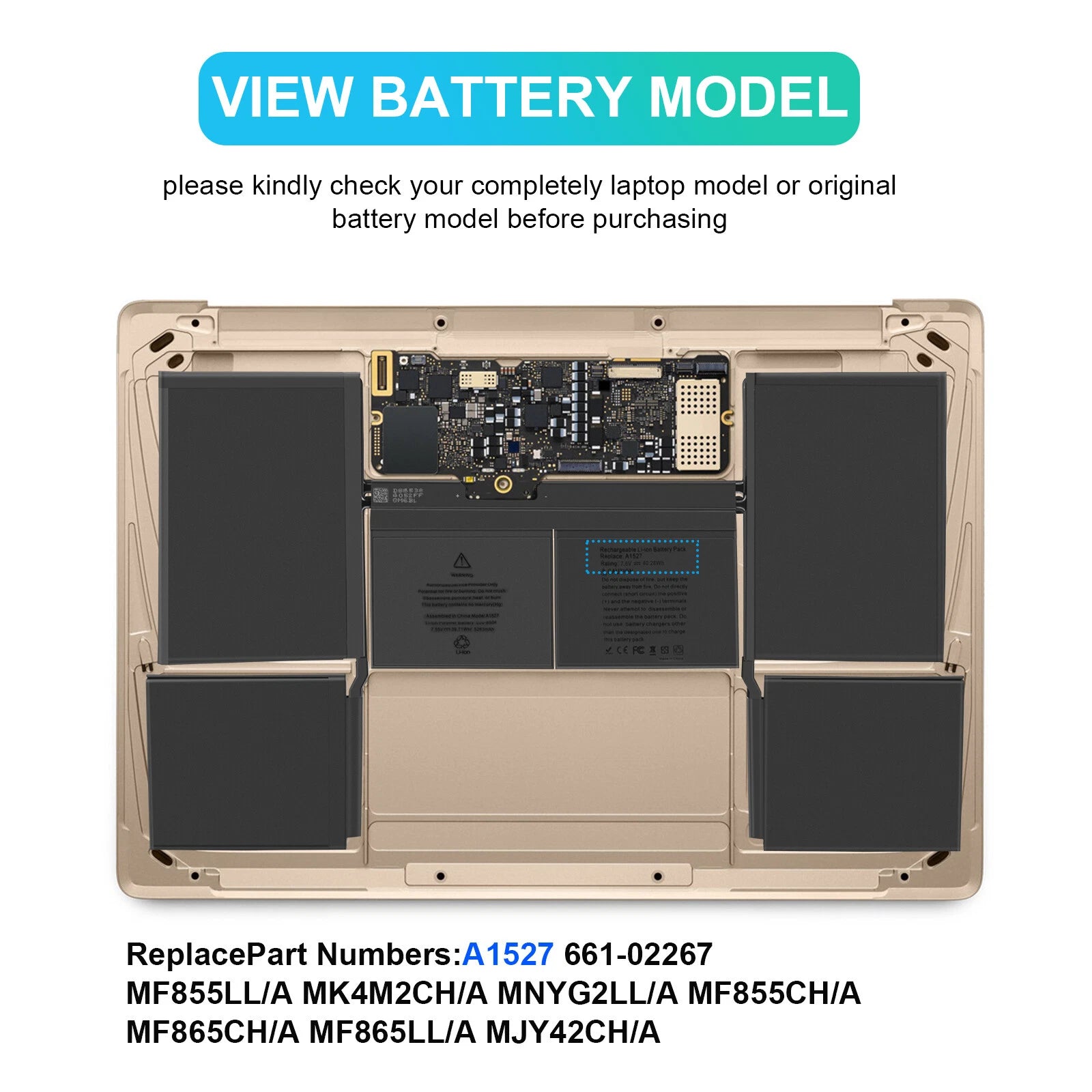 A1527 Battery For Apple MacBook 12" A1534 A1705 Early 2015 2016 Mid 2017 40.28Wh