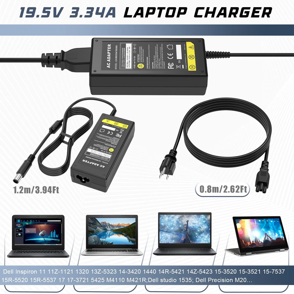 65W 19.5V For Dell PA-12 AC Adapter Charger 928G4 06TM1C LA65NS2-01 7.4*5.0mm