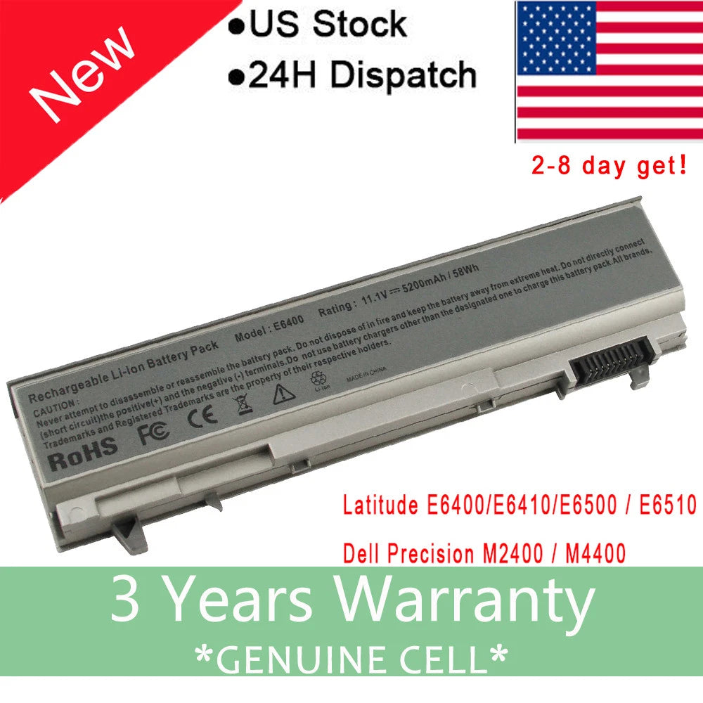 New Battery For Dell Latitude E6400 E6410 E6500 E6510 PT434 Laptop Power Supply