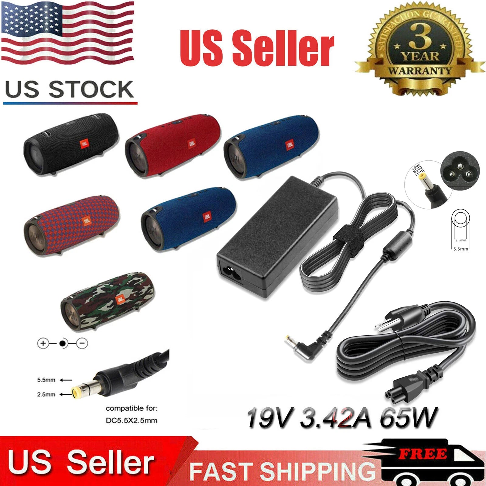 AC Charger Adapter for Intel NUC Kit D34010WYK / D54250WYK D34010WYB DC3217BY
