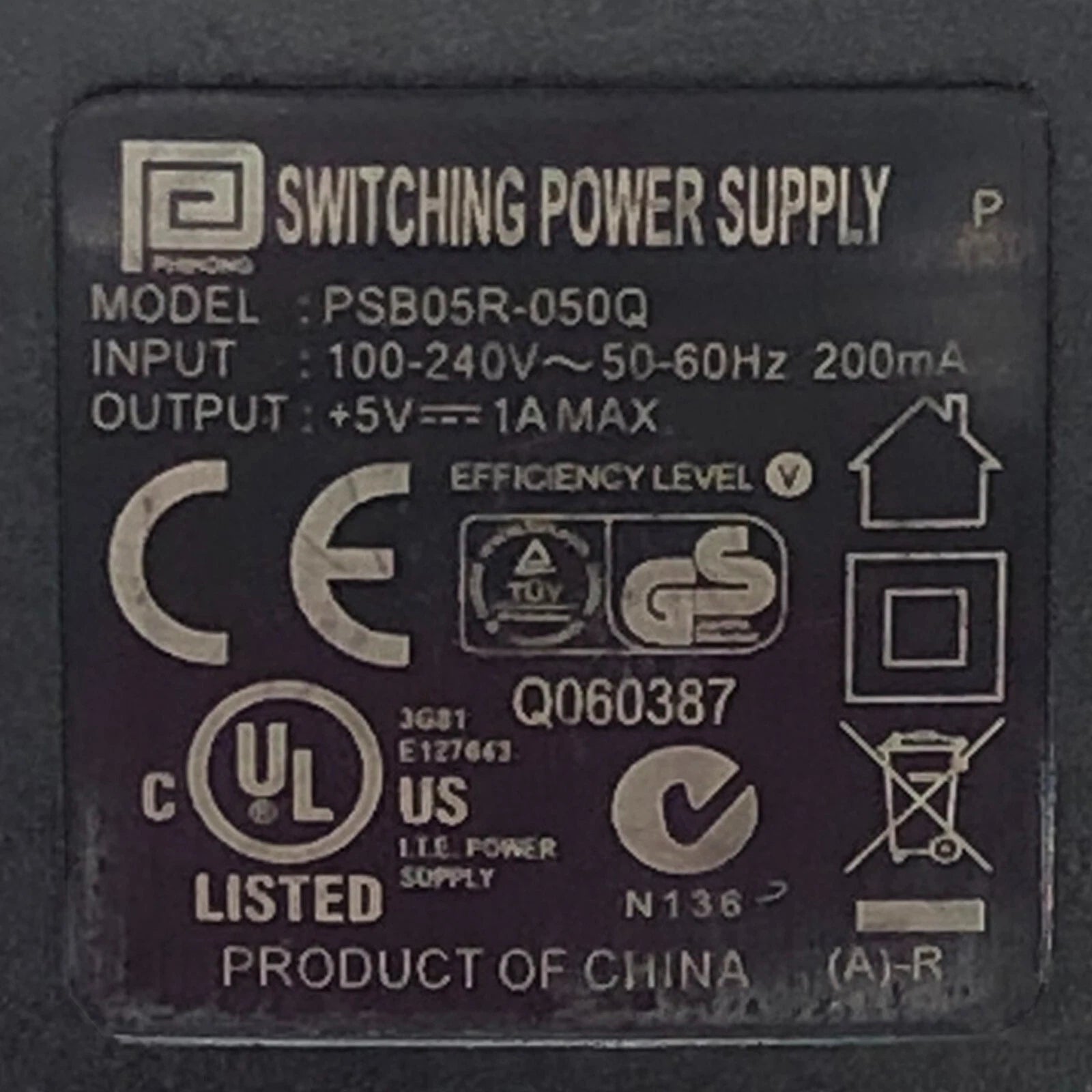 NEW Original Phihong Switching Power Supply Adapter 5V 1A USB Port Charger