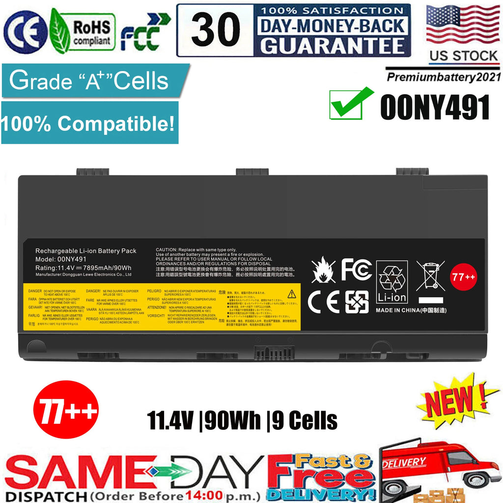 ?77++ 00NY491 Battery for Lenovo Thinkpad P50 P51 P52 L17L6P51 L17M6P51 00NY490