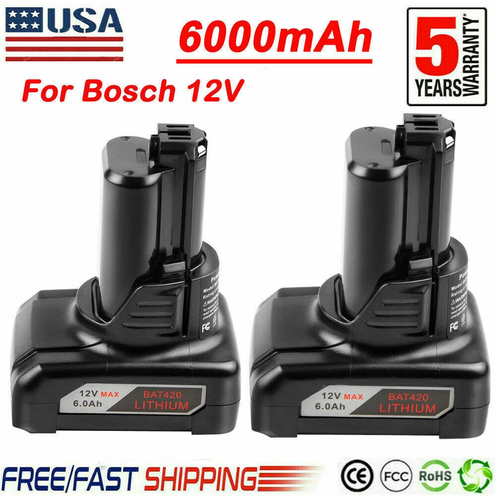 2X 6000mAh Li-ion Battery For Bosch BAT411 BAT420 BAT412A BAT411A Cordless Power