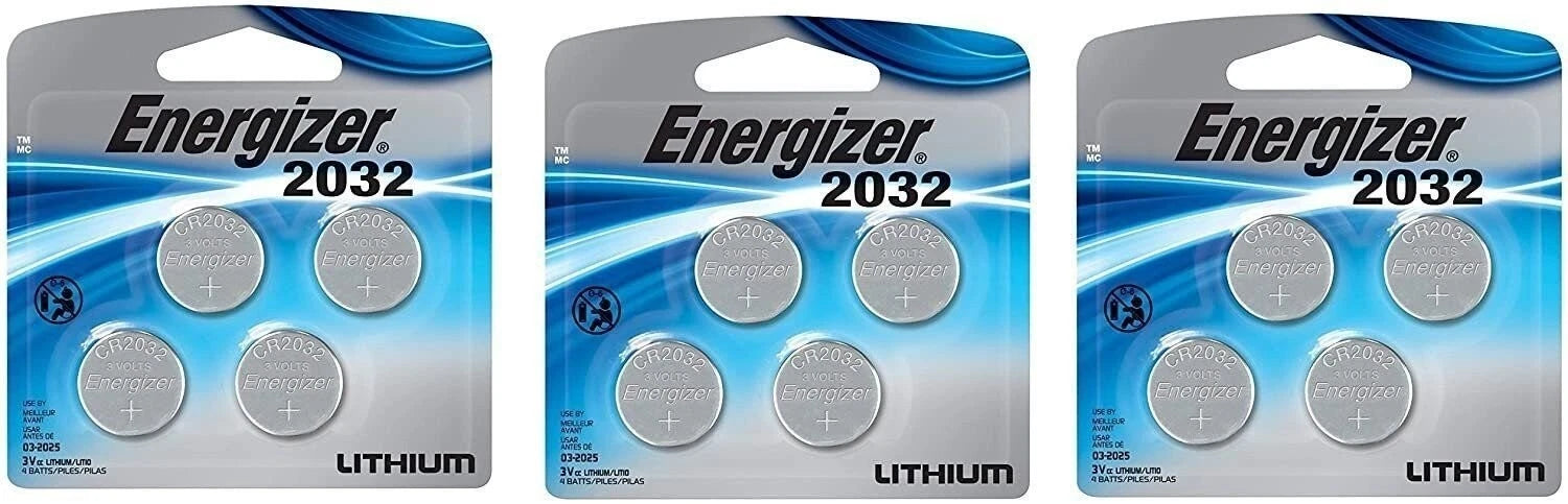 Energizer Watch/Electronic/Specialty Battery, CR2032, 3V, CR2032BP4, 12...