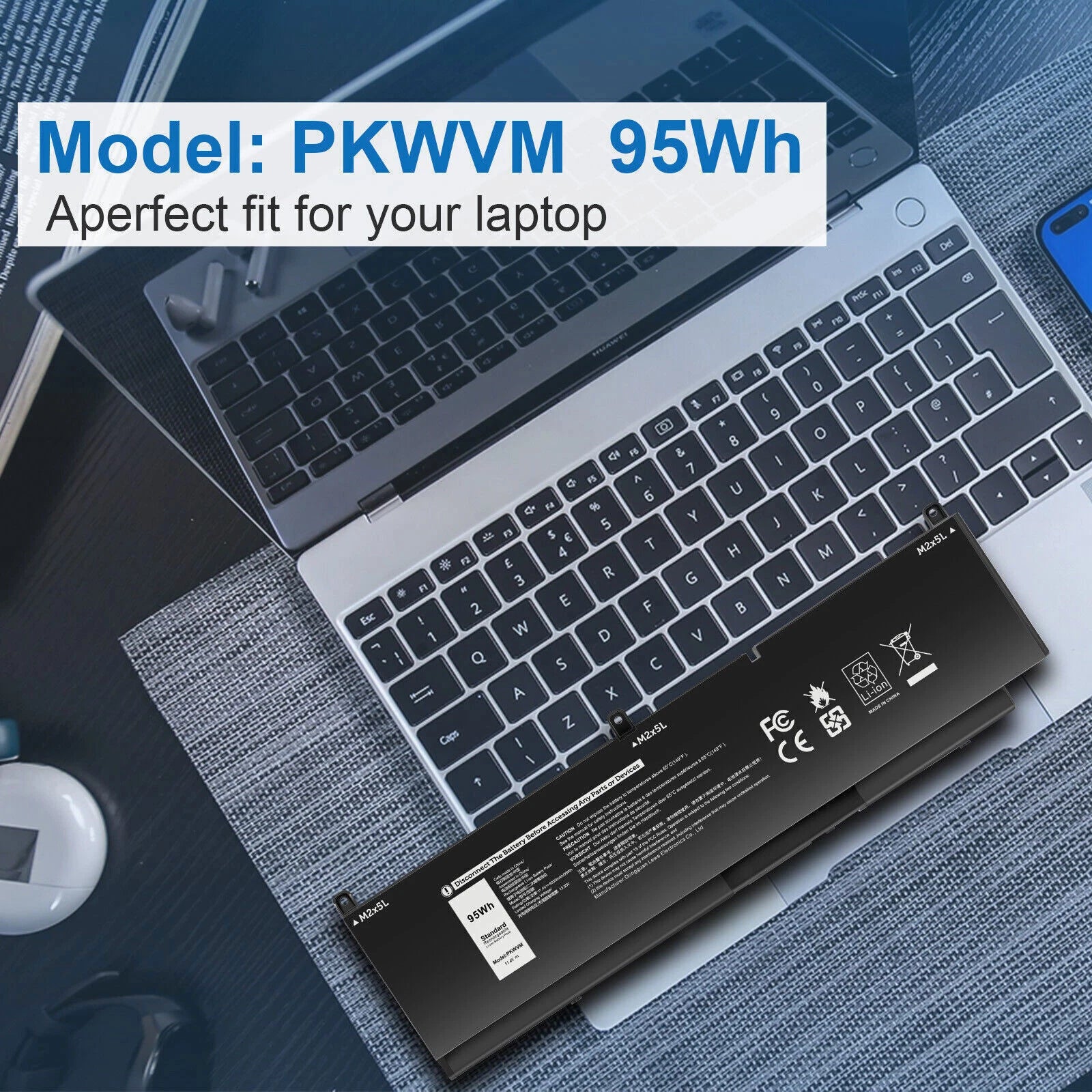 PKWVM Battery For Dell Precision 7550 7560 7750 7760 0447VR 068N03 453-BBCQ 95wh