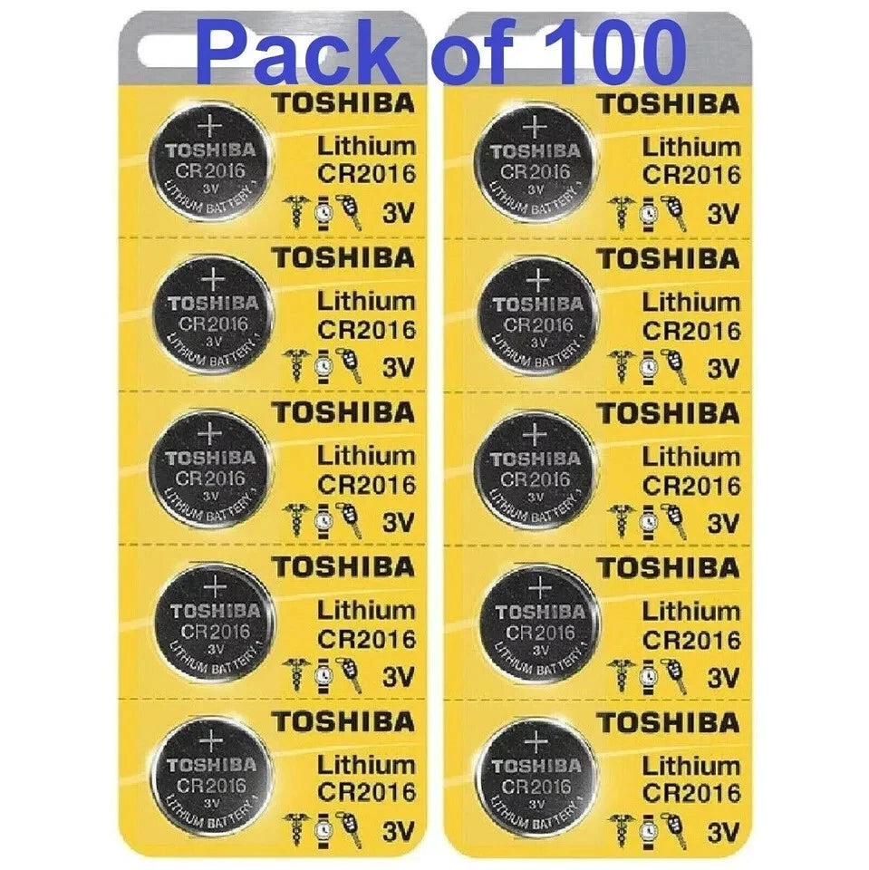 100 x New Original Toshiba CR2016 CR 2016 3V LITHIUM COIN BATTERY BR2016 DL2016