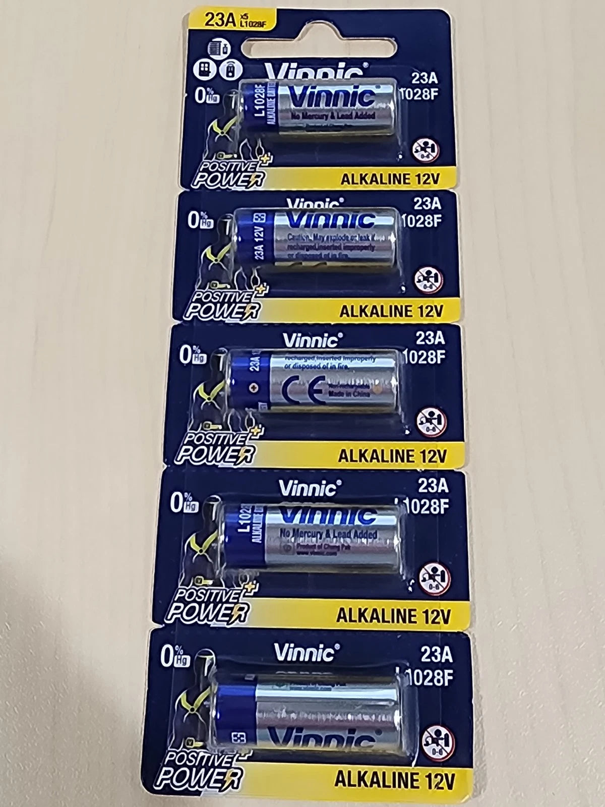 5 pack VINNIC 23A A23 12v Alkaline Battery MN21 MN23 23AE GP23 23A L1O28F