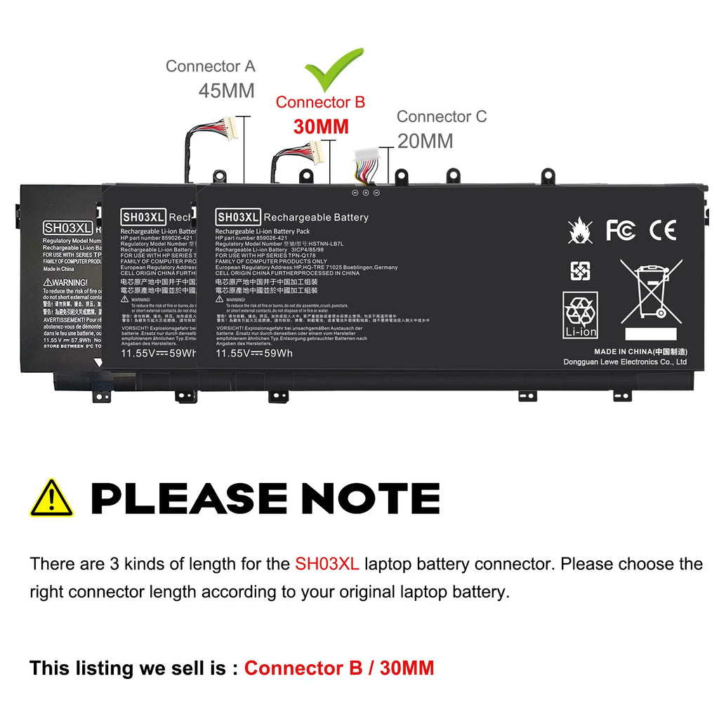 SH03XL Battery For HP Spectre X360 13-AC033DX w023dx 859356-855 859026-421 59Wh