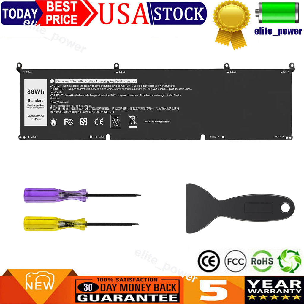69KF2 Battery for Dell XPS 15 9500 9510 9520 9530 Alienware M15 M17 R3 P45E 2020