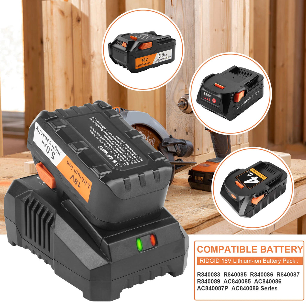 1-4X 8.0Ah 18Volt Lithium Battery For Ridgid AEG 18V R840087 R840085 Replacement