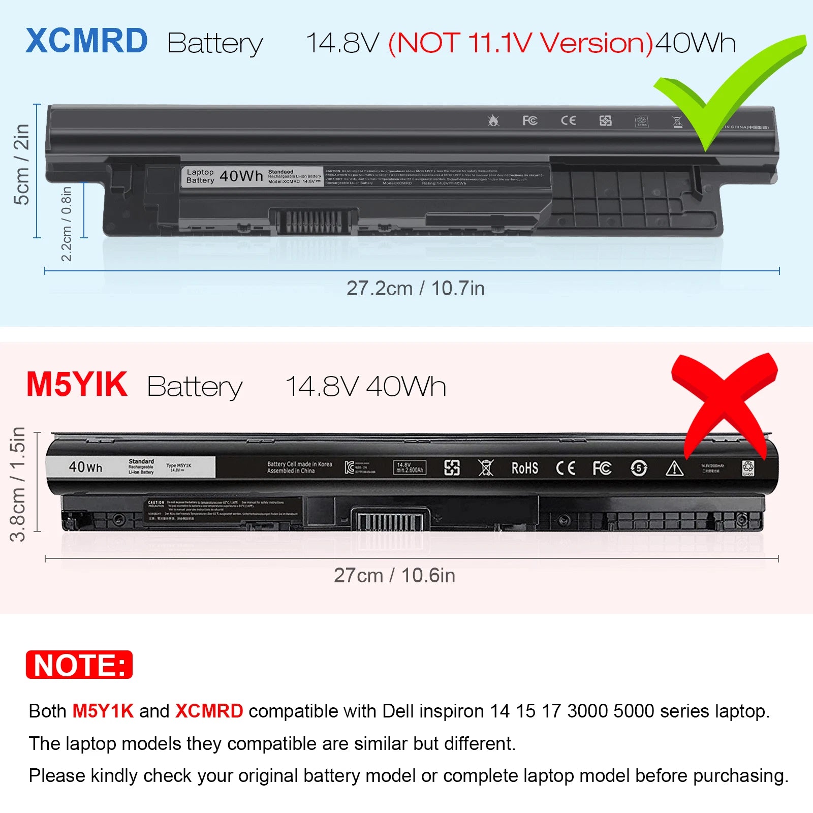 40WH XCMRD New Brand Battery For Dell Inspiron 17-3721 3737 5737 N3737 N5737