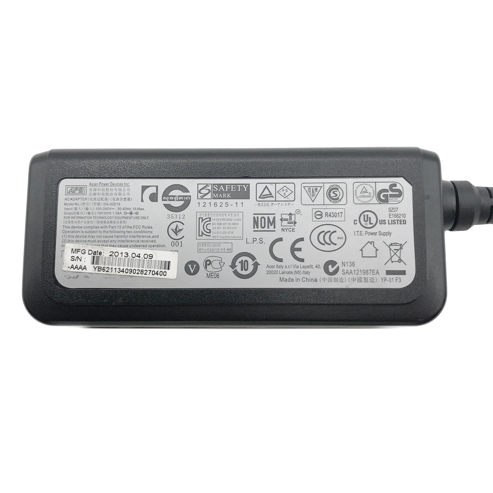 New Genuine AC Adapter For Acer Aspire One D250 Laptop Charger 30W OEM