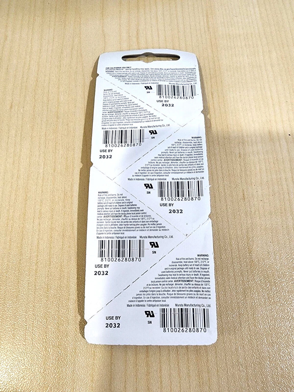1 pc Murata/Sony CR2430 Battery 3V Lithium Coin Cell 300mAh Expire 2032