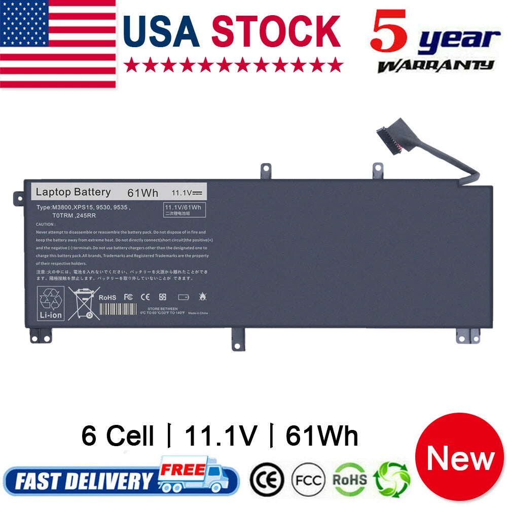 61Wh Battery For Dell XPS 15 9530 Precision M3800 T0TRM TOTRM H76MV 7D1WJ 0H76MY
