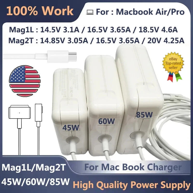 For Macbook Air Pro Power Adapter Magnetic Charger A1466 A1398 A1278 45W 60W 85W