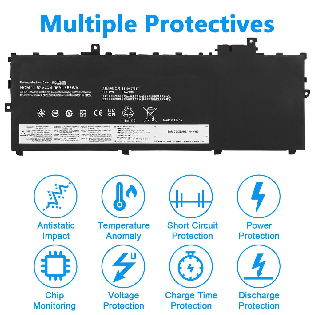 01AV430 Laptop Battery For Lenovo ThinkPad X1 Carbon 5th Gen 2017 / 6th Gen 2018