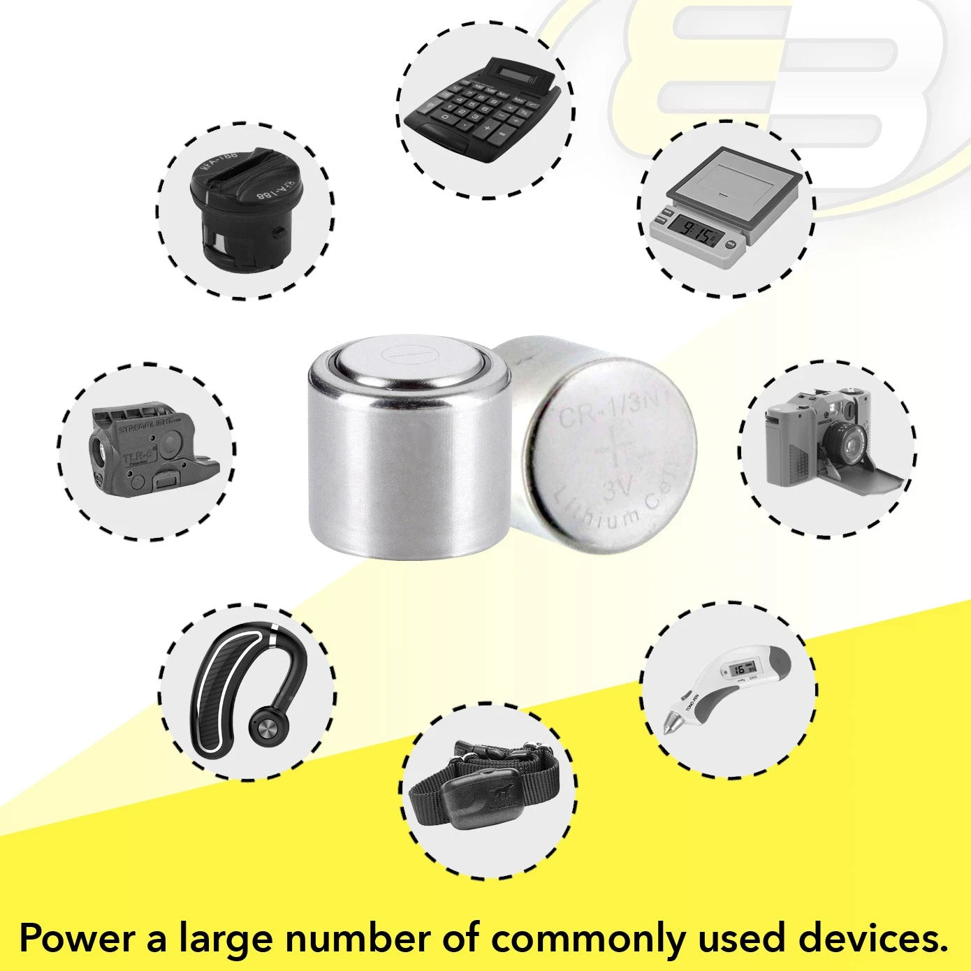 Exell 3V Lithium Battery, CR1/3N High-Power Compatible With 2 LR44 Cells, 1-Pack