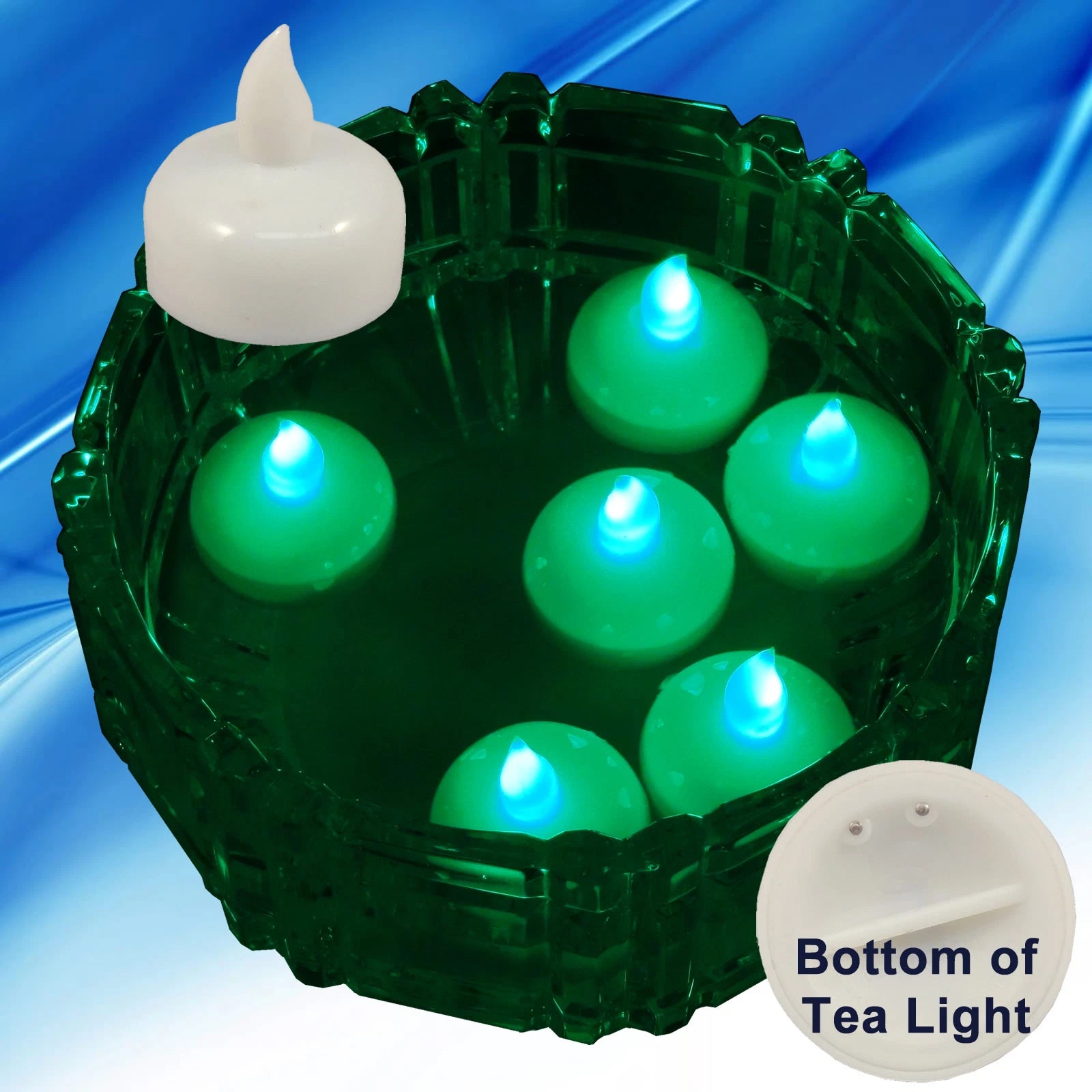 36 Flameless Floating LED tealight Candle Battery operated Green tea lights