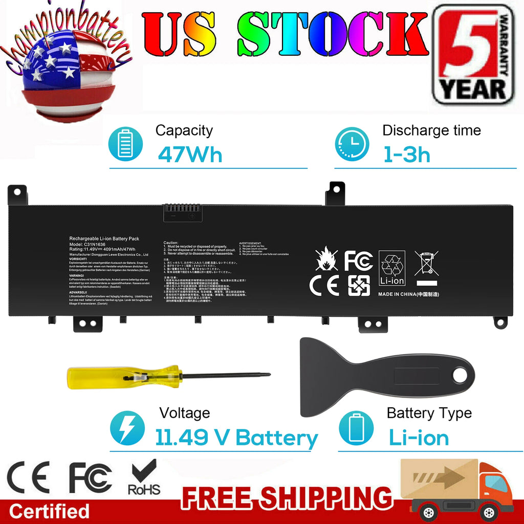 C31N1636 Battery For ASUS VivoBook Pro 15 N580V N580VD N580VN N580GD NX580V 47Wh