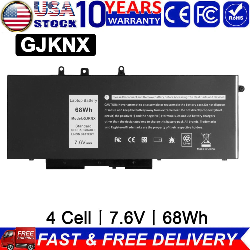 GJKNX Battery for Dell Latitude 5480 5580 5280 5490 5491 5580 5590 / Charger