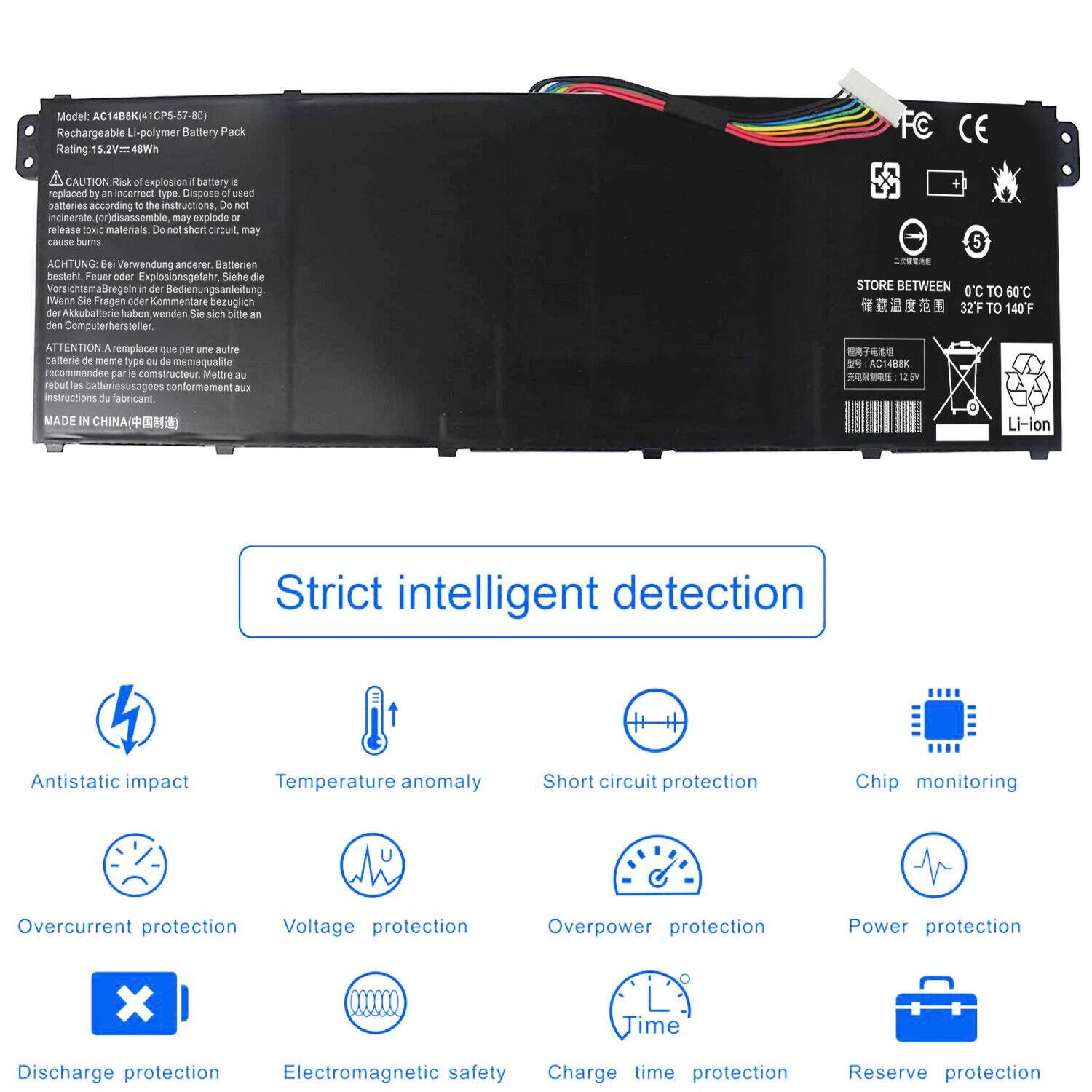 AC14B8K Battery for Acer Chromebook CB5-311 CB3-531 CB5-571 4ICP5/57/80 Notebook