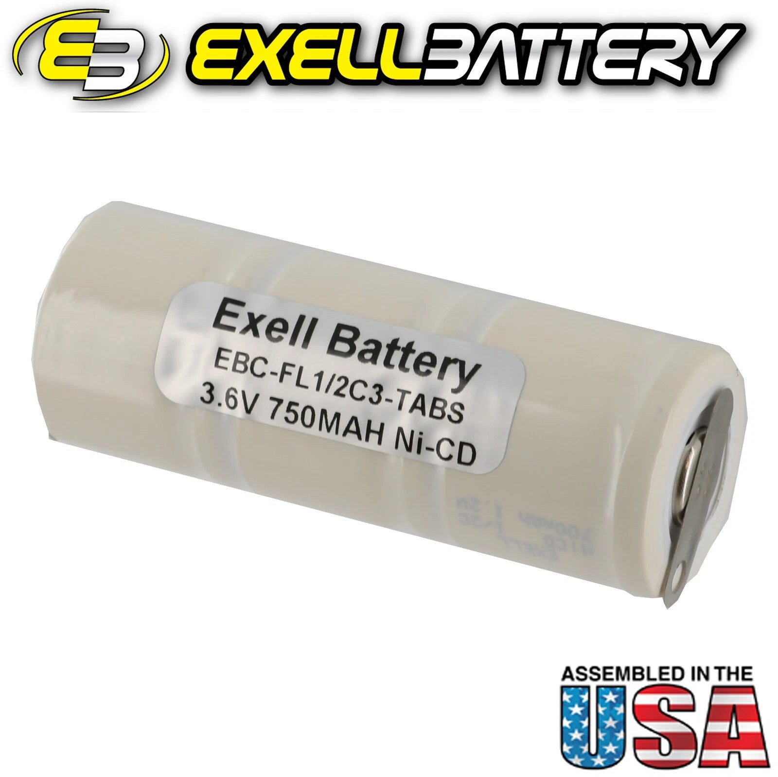 Exell 3.6V 750mAh NiCd Rechargeable Battery w/ Tabs For Flashlight E-Torch