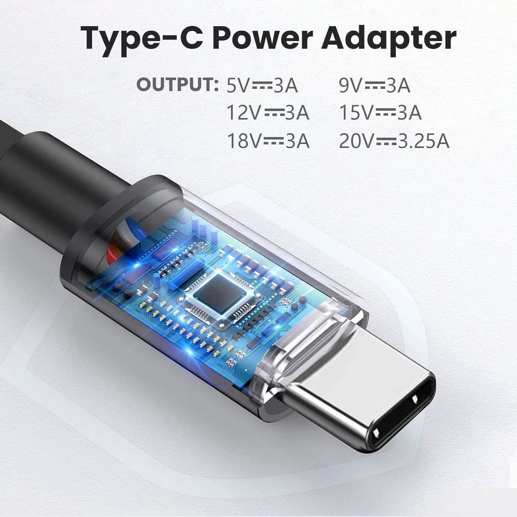 65W Portable USBC Laptop Charger Cord TypeC for CAR Dell Lenovo HP Power Adapter