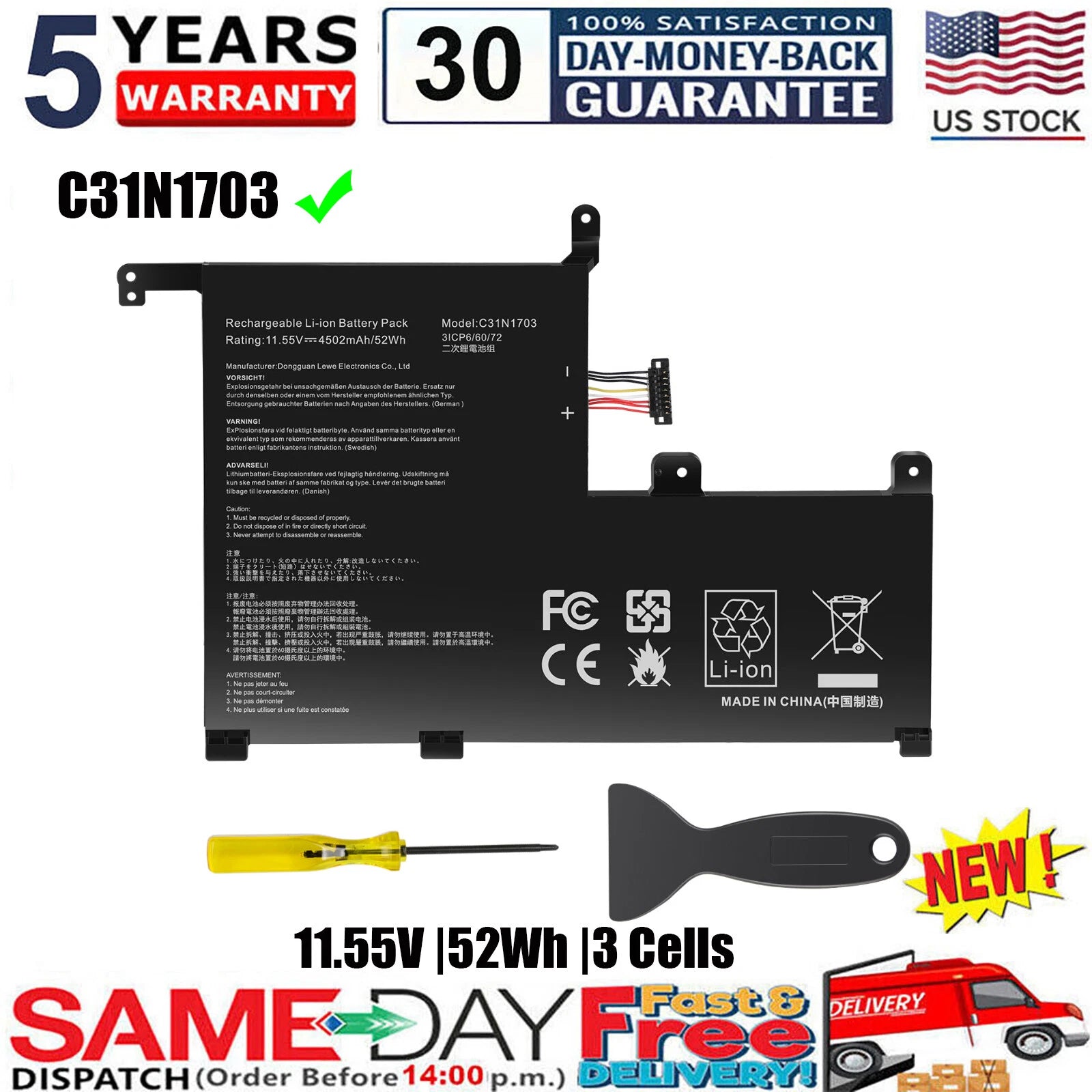 ?C31N1703 C31P0J1 Battery for Asus Zenbook Flip UX561UA UX561UN Q505UA Q525UA US