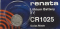 Renata Watch/Electronic Batteries 3v CR1025 Battery (Lithium Button Cell) 1 Pc