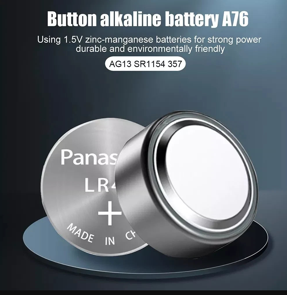 Panasonic A76 LR44/A76 1.5V Alkaline Batteries 10 Count Exp 2028