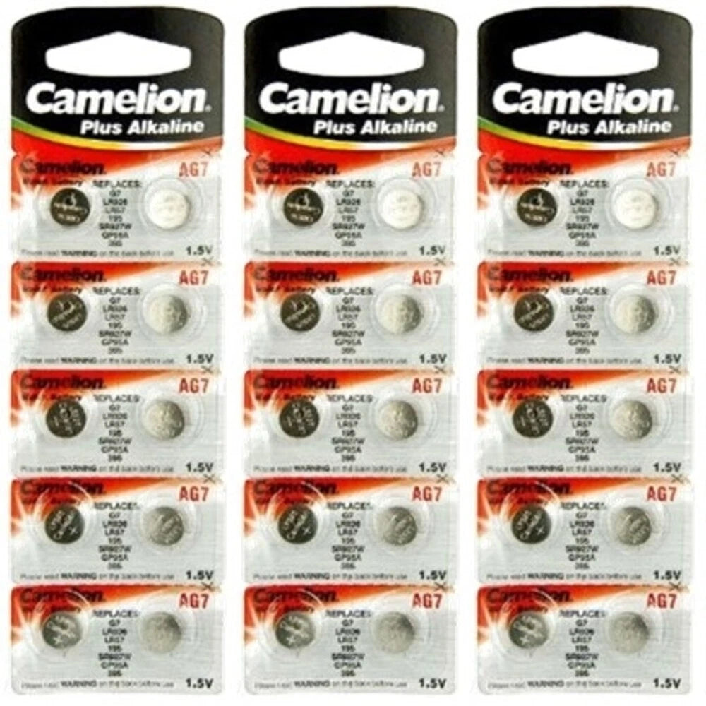 30 Pk Camelion AG7 LR927 395 399 926 SR927SW LR57 Alkaline Button Cell Battery