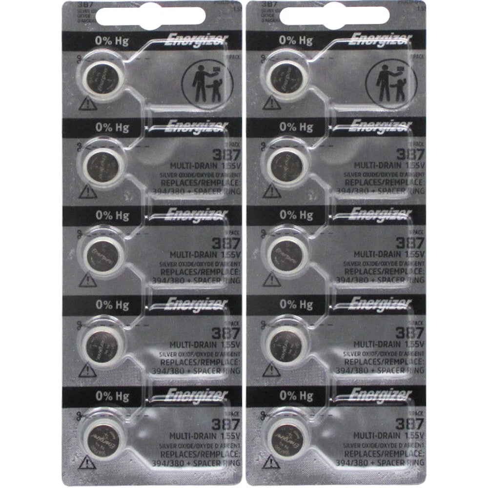 10 Energizer 387S, 387, 394, LR54, M12, 214, D387, HS-B, V387, SG10 Battery