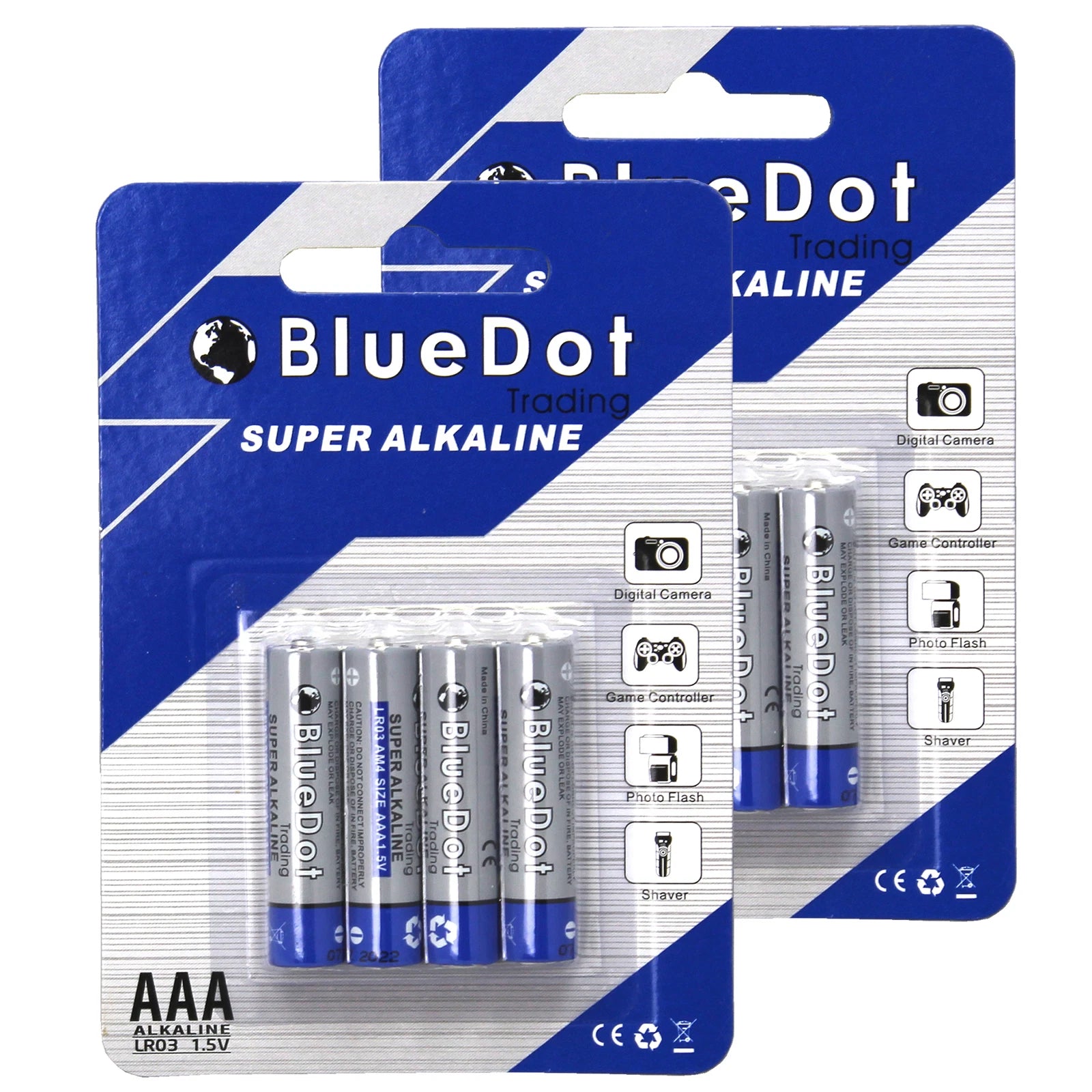 Lot of 8 (EIGHT) BlueDot Genuine AAA Size Alkaline Battery 8PCS (Free Shipping)