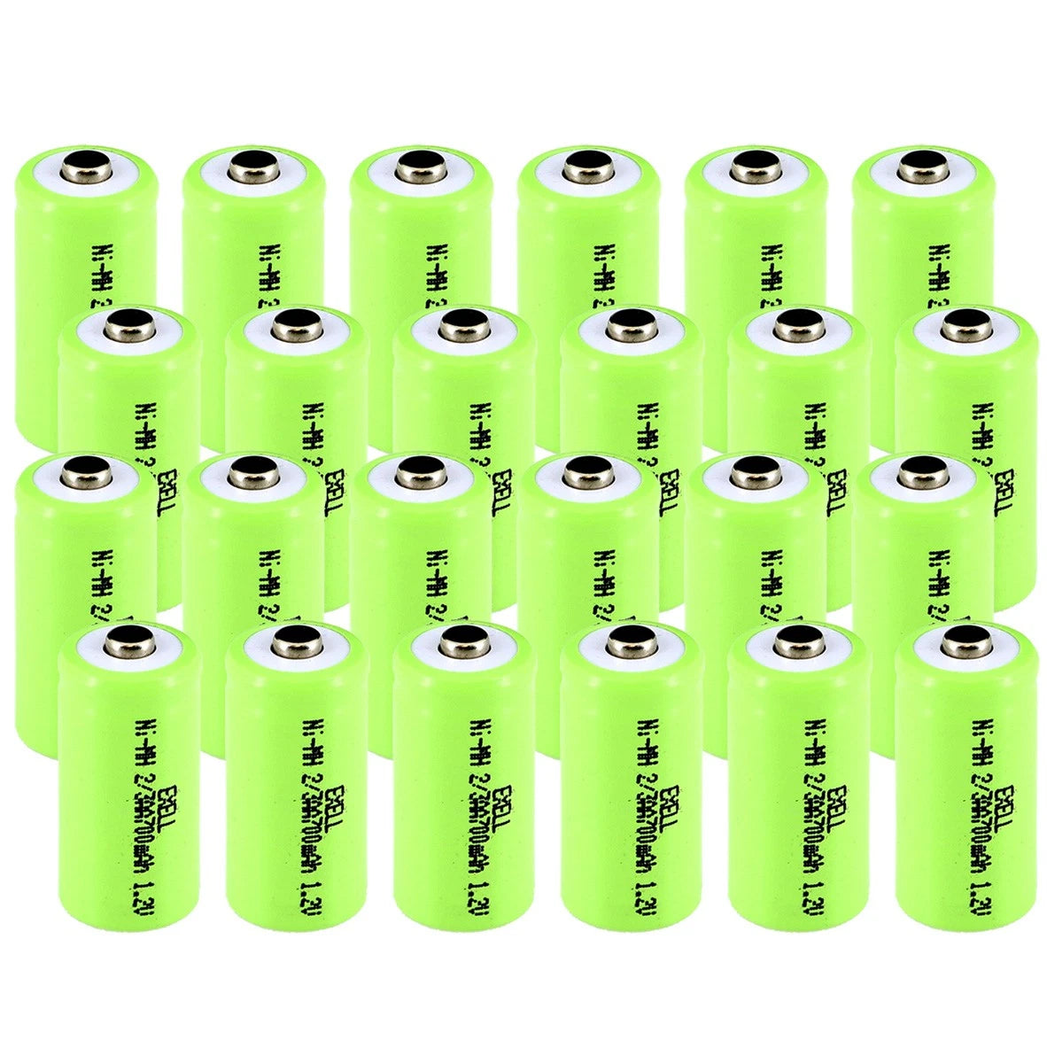 24x Exell 2/3AA NiMH 700mAh 1.2V Button top Rechargeable Battery