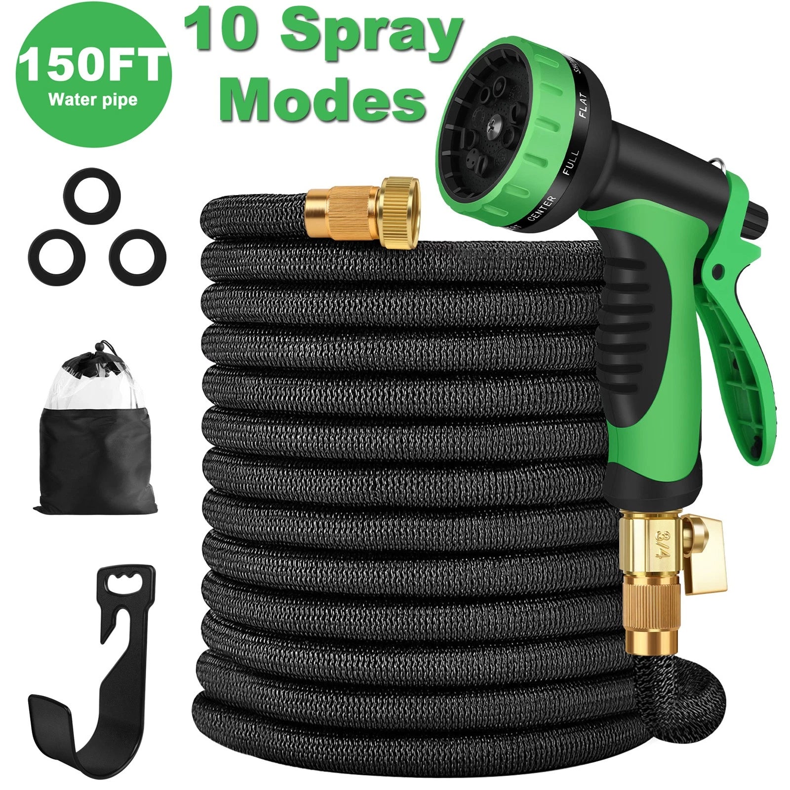 Stronger Expandable 3X Flexible Garden Hose Water Hose w Spray 50,75,100,150FT