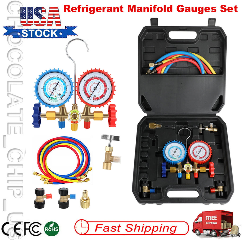 Air Conditioning HVAC A/C Diagnostic Charging Refrigerant Manifold Gauge Set US