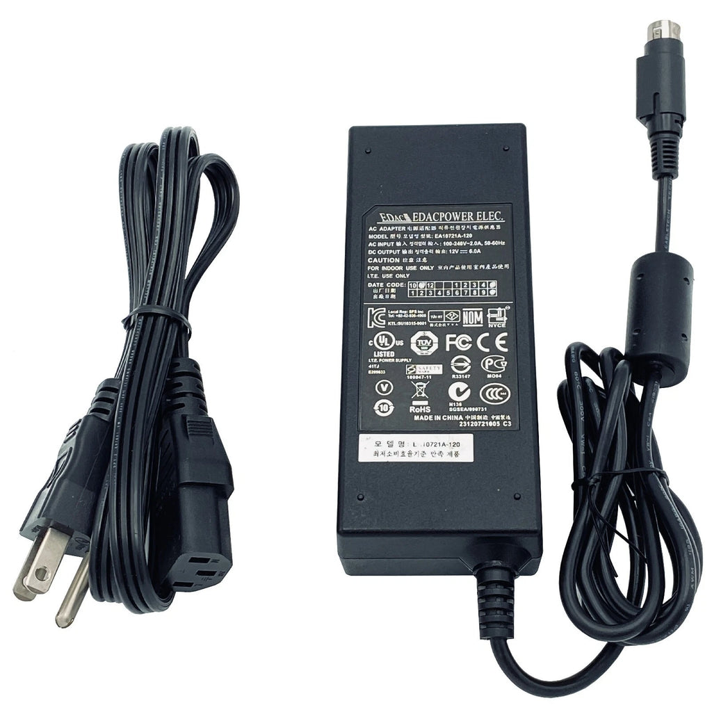 NEW Genuine Edac 12V AC Adapter EA10721A-120 Power Supply 65W Charger 4-Pin